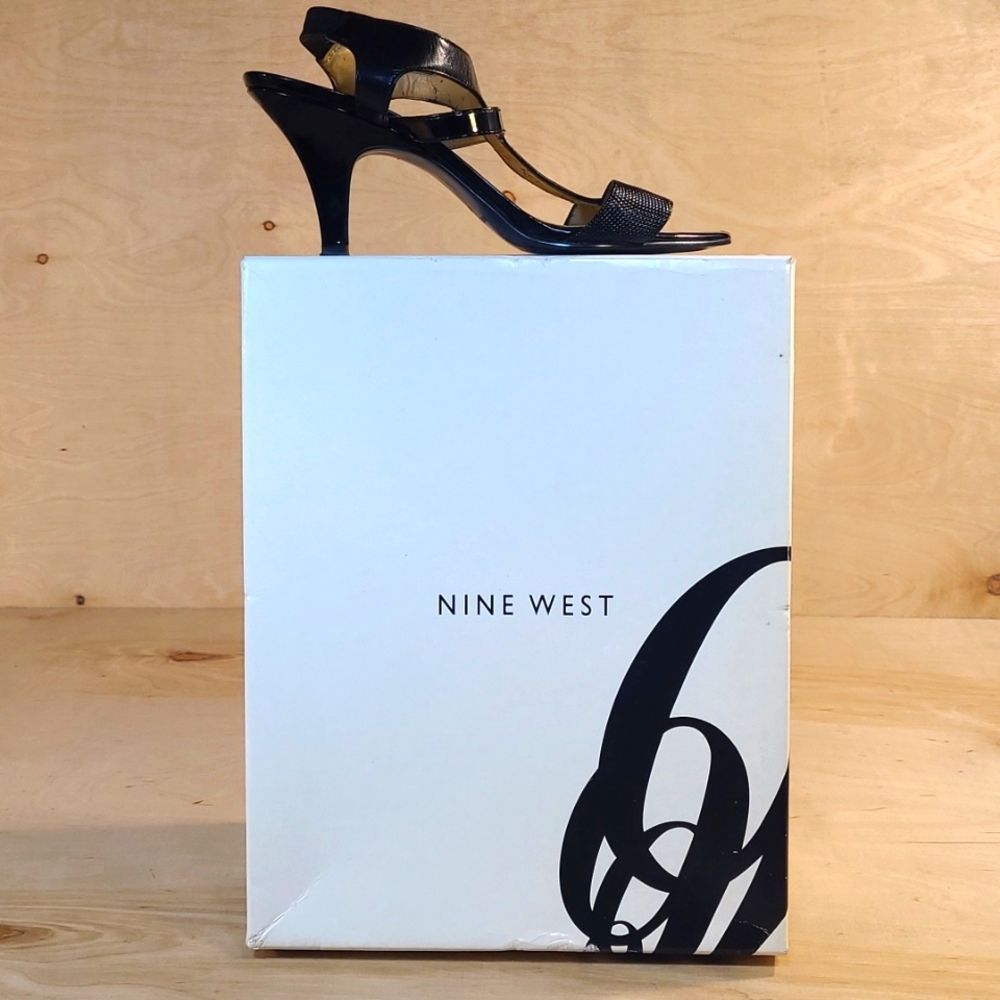 Nine West Black Leather Women's 3 Inch Heels